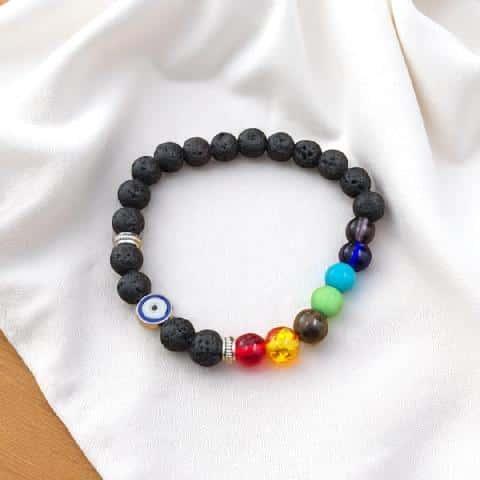 Foto de PULSERA OJO TURCO NEGRA 7 CHAKRAS