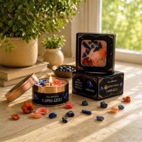 Foto de VELAS AROMANZA ORGANICAS CON CRISTALES