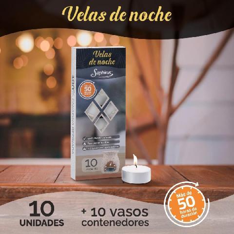 Foto de VELAS DE NOCHE X 10 SAPHIRUS